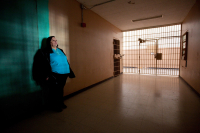 Cathy Catamach photographed inside the former New Mexico  state prison where she worked in 1980 when inmates took over several cellblocks and the prison control center.